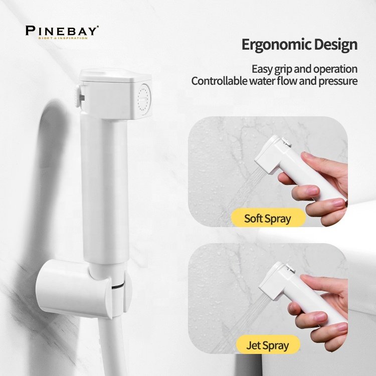PINEBAY Toilet Cold Water Jet Shattaf Watermark Bidet Spray Muslim Handheld Bathroom ABS Plastic Sprayer Set with Shower Hose