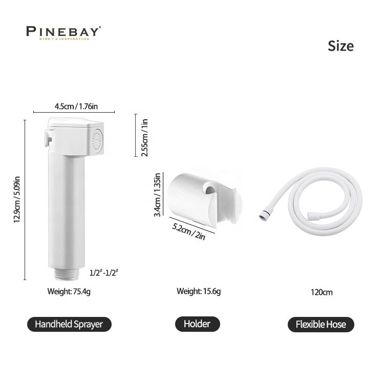 PINEBAY Toilet Cold Water Jet Shattaf Watermark Bidet Spray Muslim Handheld Bathroom ABS Plastic Sprayer Set with Shower Hose
