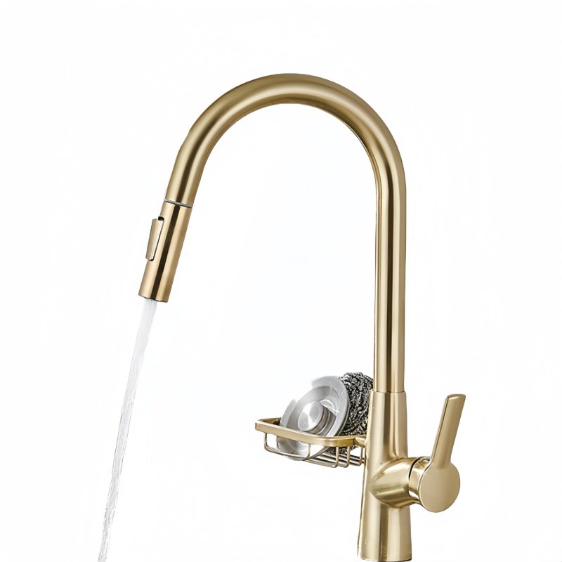 CHENMU Faucet Kitchen Rotating Telescopic Digital Display Washing Dishes Pull Out Hot and Cold Brass CLASSIC Modern Polished