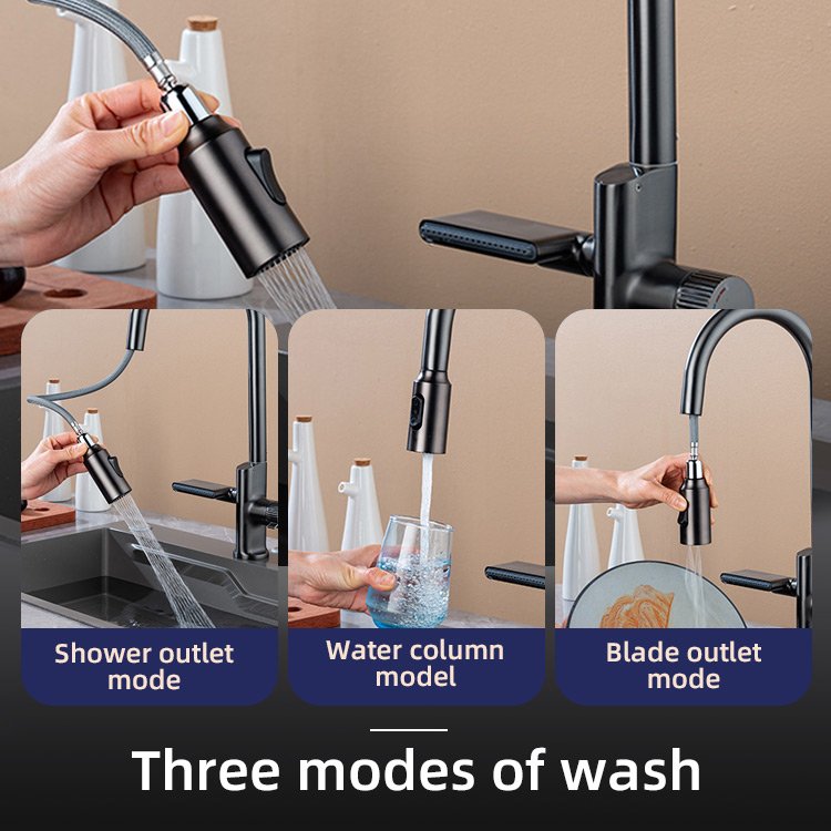 82 BFYJ-052 Kidolux Hand Sense Led Display Temperature Pull Down Faucet Hot And Cold Water Mixer Valve Brass Kitchen Faucet
