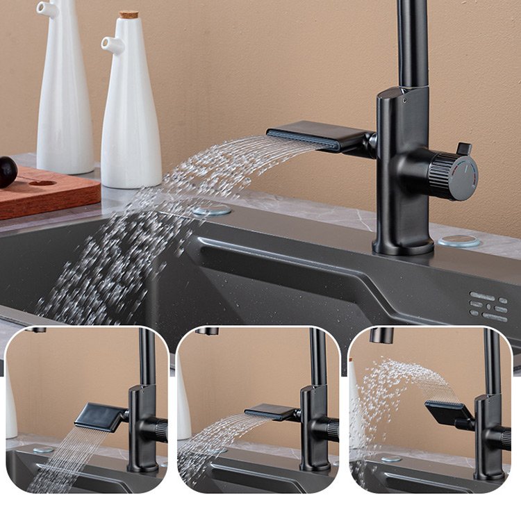 82 BFYJ-052 Kidolux Hand Sense Led Display Temperature Pull Down Faucet Hot And Cold Water Mixer Valve Brass Kitchen Faucet