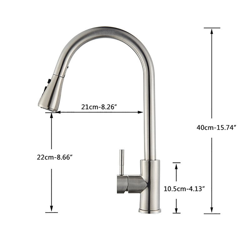 All-Copper Kitchen Faucet with Pull-Down Spray Hot Cold Single Handle Splash-Proof Extendable Rotary Sink Ceramic Valve Core