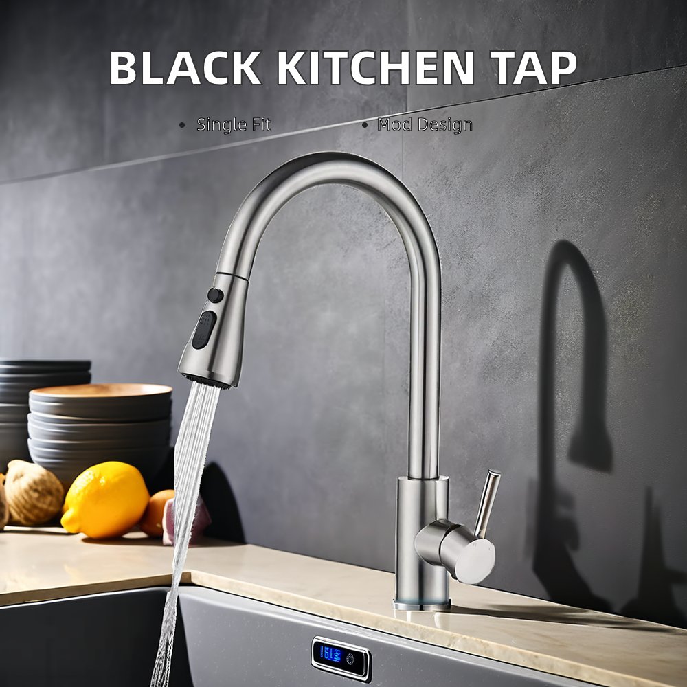 Modern Stainless Steel Kitchen Faucet Tap for Hotel Apartments Deck Mounted Sink Mixer with Ceramic Valve Core