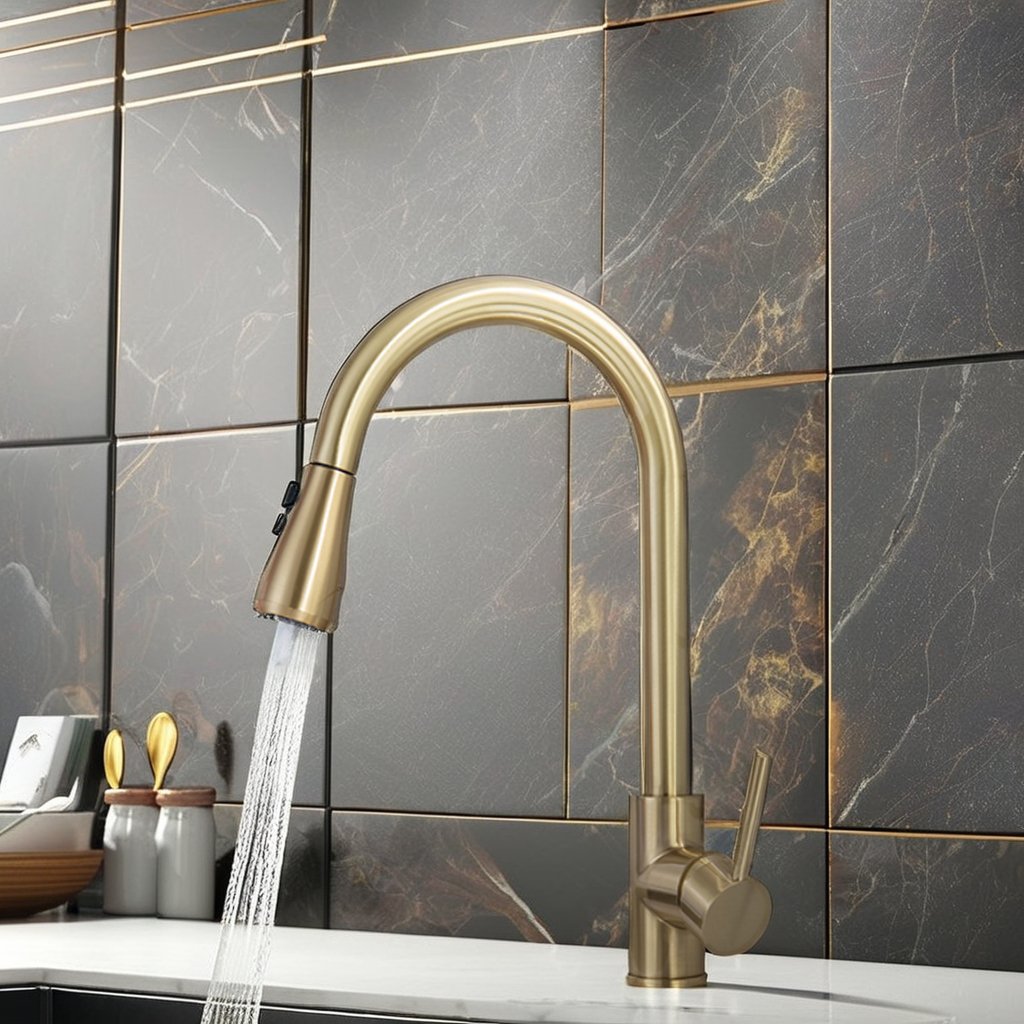 Modern Stainless Steel Kitchen Faucet Tap for Hotel Apartments Deck Mounted Sink Mixer with Ceramic Valve Core