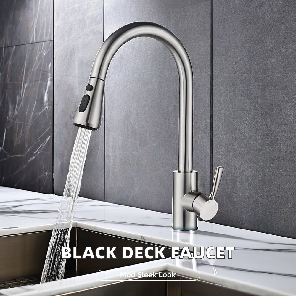 Modern Stainless Steel Kitchen Faucet Tap for Hotel Apartments Deck Mounted Sink Mixer with Ceramic Valve Core