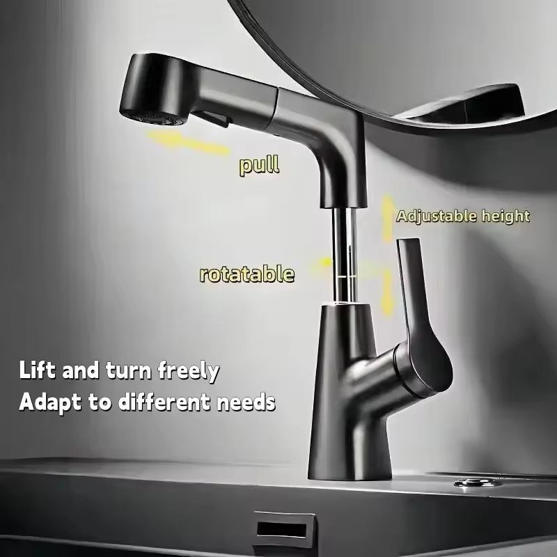 Modern High-End Stainless Steel 3-Feature Rotary Faucet White Basin Bath Hot Cold Mixed Tap with Ceramic Valve Core for Gym Use
