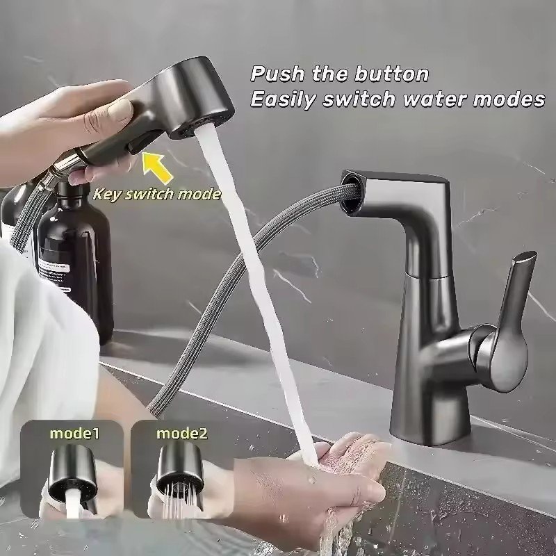 Modern High-End Stainless Steel 3-Feature Rotary Faucet White Basin Bath Hot Cold Mixed Tap with Ceramic Valve Core for Gym Use
