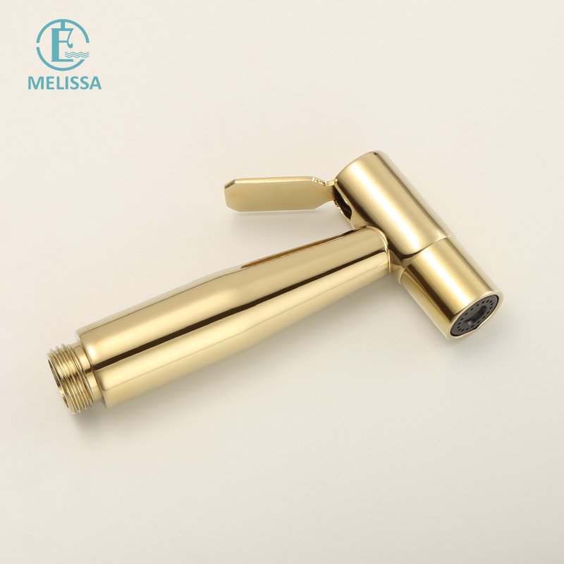 Melissa Brass Stainless steel Bathroom Zirconium Bright gold toilet bidet spray shattaf set Handheld shower Angle Valve
