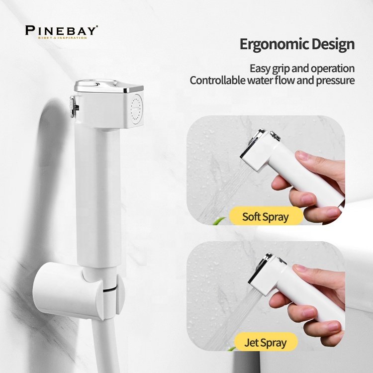 PINEBAY Hot Selling ABS Plastic Hand Toilet White Bidets Muslim Shower Shattaf Handheld Bidet Sprayer Power Spray Gun
