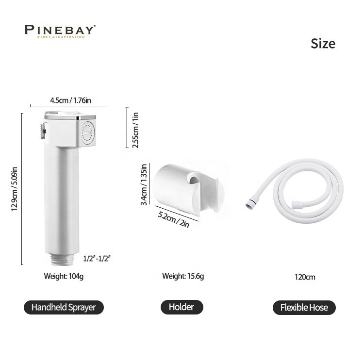 PINEBAY Hot Selling ABS Plastic Hand Toilet White Bidets Muslim Shower Shattaf Handheld Bidet Sprayer Power Spray Gun