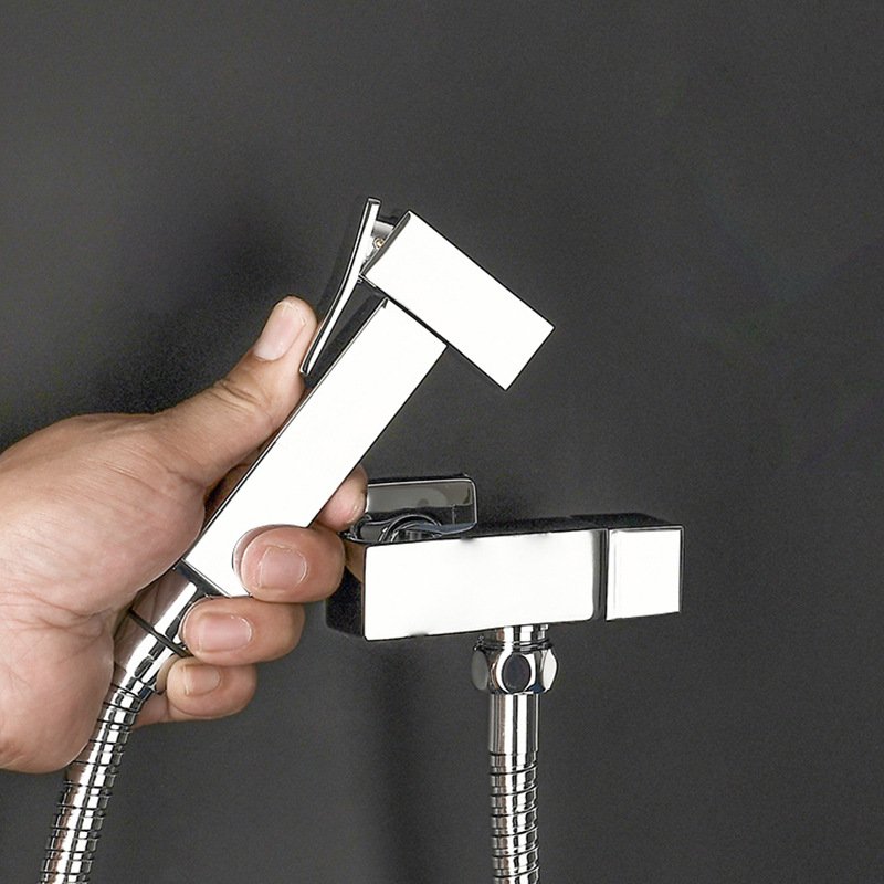 Solid Brass Bidet Shower Wall Mounted Toilet Bidet Sprayer Water Gun Valve Bathroom Alloy Handheld Self Cleaning Bidet Faucet