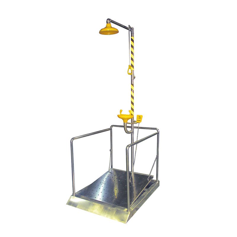 Platform Foot control stainless steel safety emergency shower and eye wash