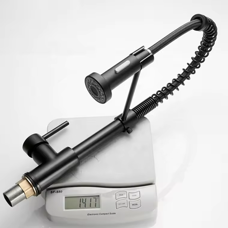 Classic Single Handle Stainless Steel Kitchen Water Tap with Ceramic Valve Core Black Kitchen Faucet With Pull Down Sprayer