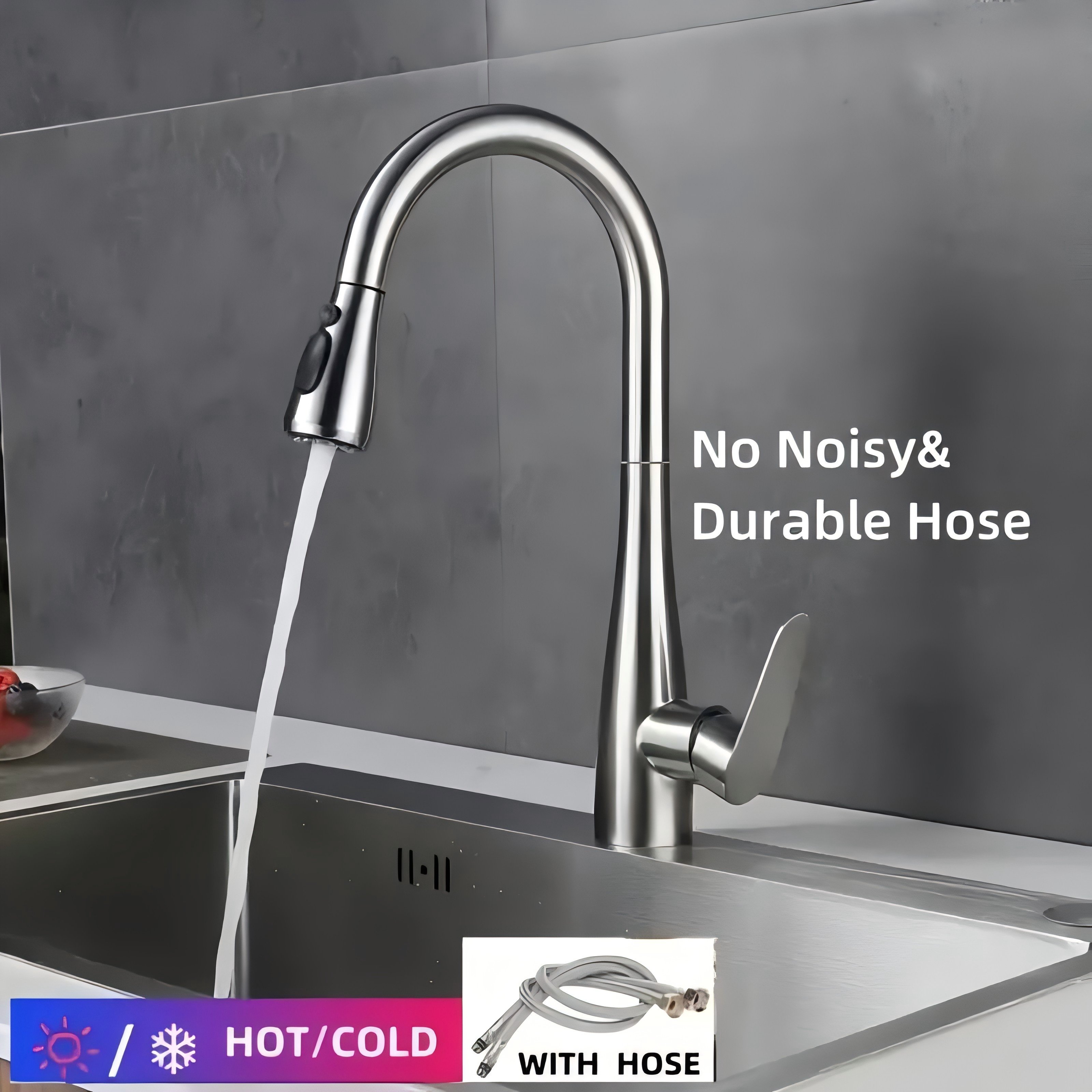 Top Single Handle Deck Mounted Stainless Steel Gunmetal Pull Kitchen Faucet 3 Function Sprayer Pull down Spray Type Ceramic Disc