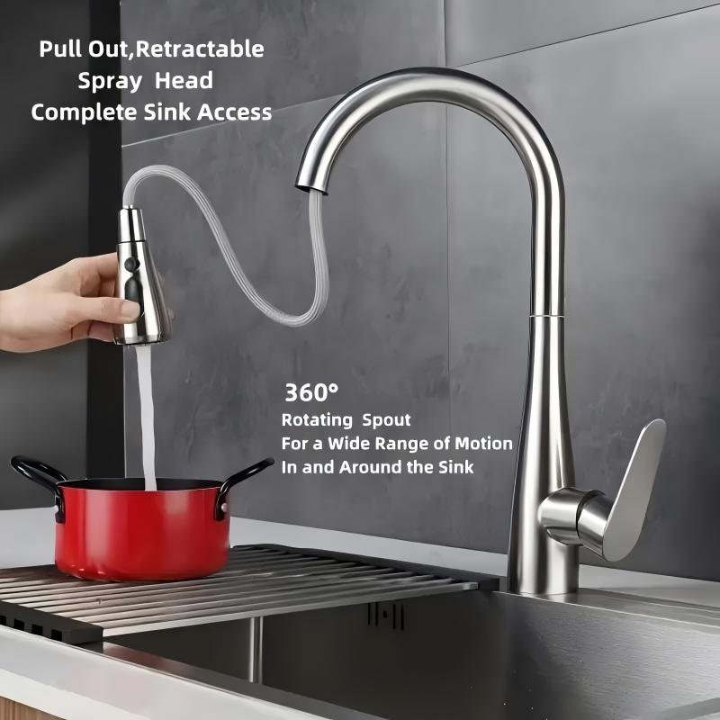Top Single Handle Deck Mounted Stainless Steel Gunmetal Pull Kitchen Faucet 3 Function Sprayer Pull down Spray Type Ceramic Disc
