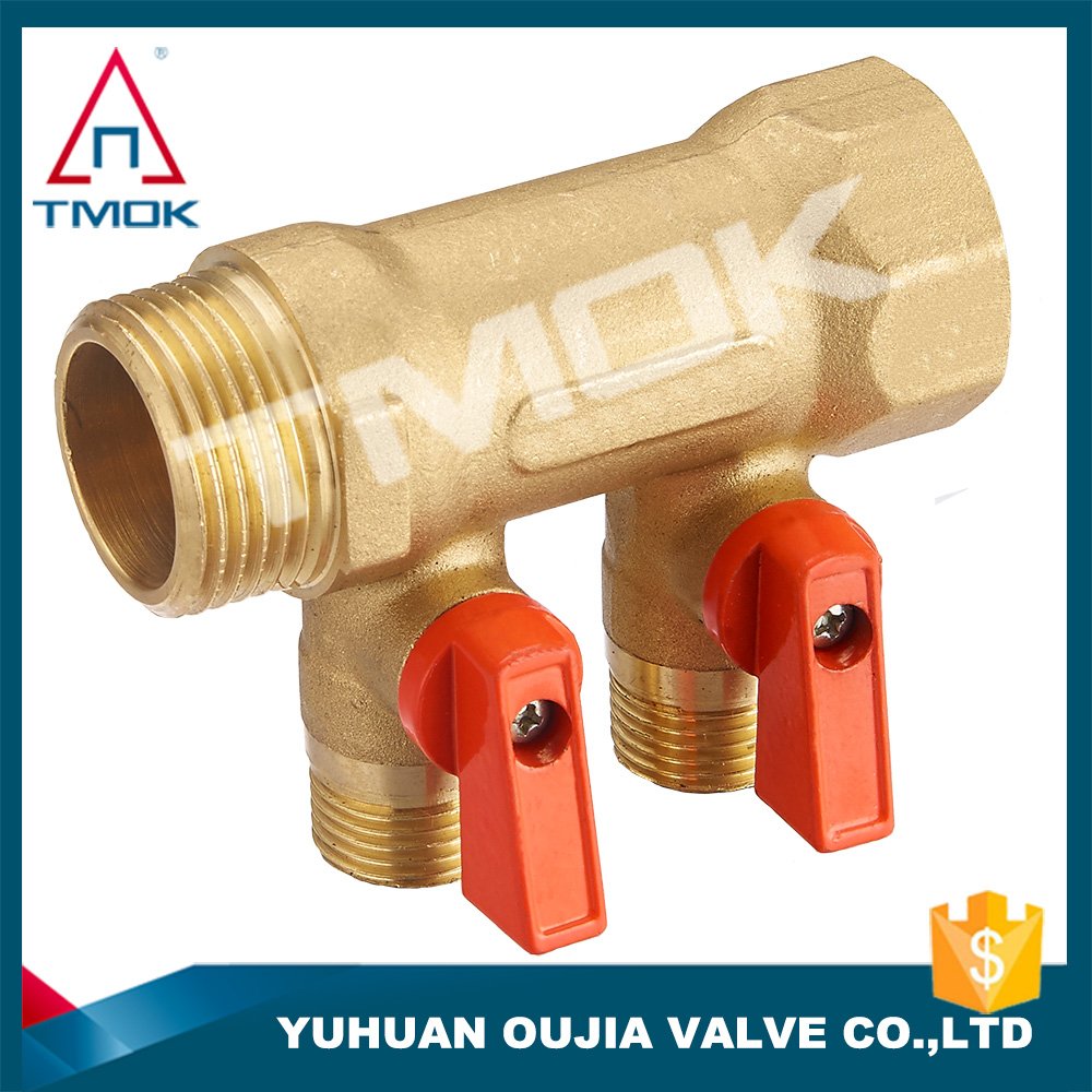 TMOK Water Meter Distribution Manifold 2-Way Water Underfloor Heating Manifold Pump Mixing Valve