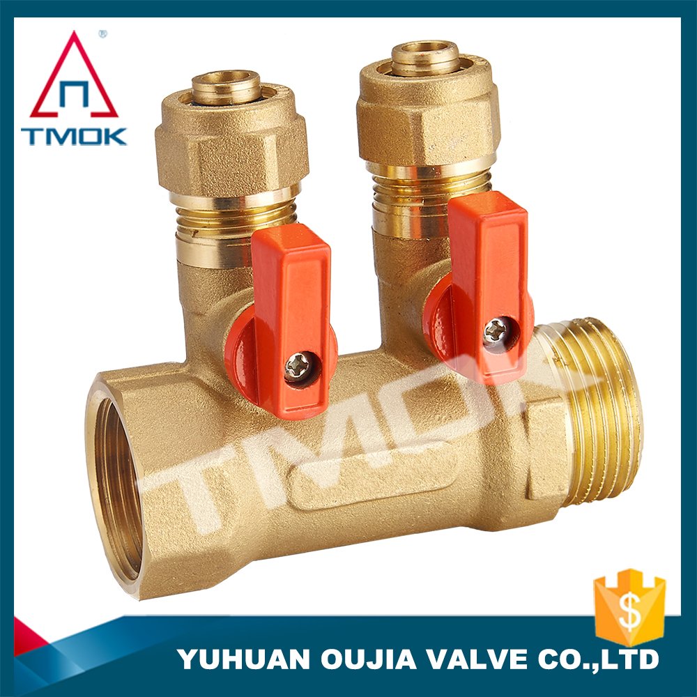TMOK Water Meter Distribution Manifold 2-Way Water Underfloor Heating Manifold Pump Mixing Valve