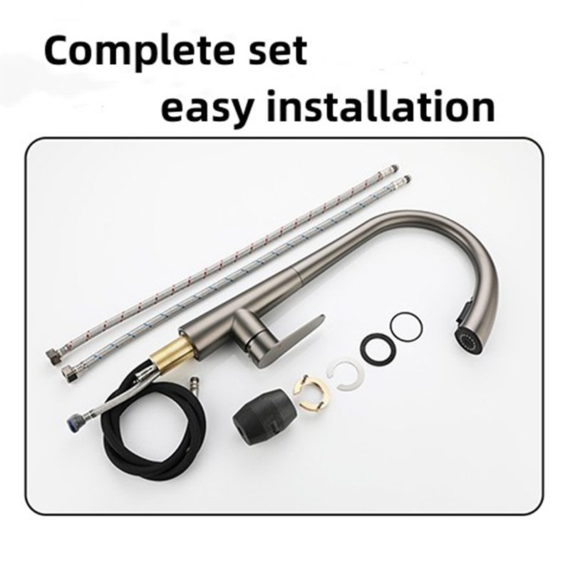 2024 New Black Dual Mode Kitchen Faucet Pull Design with Deck Mounted Stainless Steel Valve Core for Bathroom