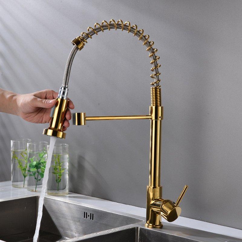 Luxury Modern Single Lever Kitchen Mixer Tap High-End Brass Faucet Spring Feature Pull Spray Ceramic Valve Spring Kitchen Faucet