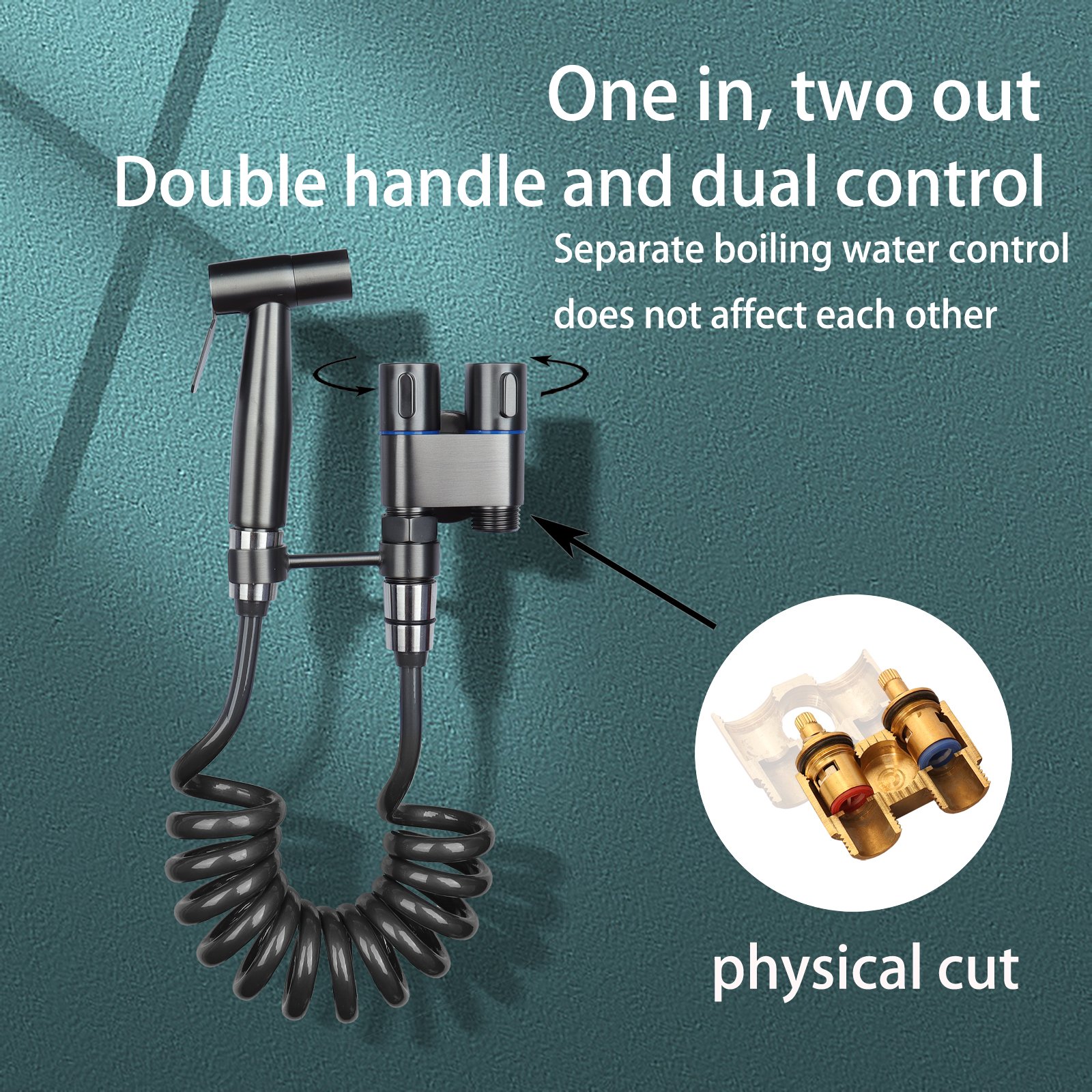 Toilet Companion Spray Gun Set One In Two Out Corner Valve Faucet Toilet Pray Gun Brass Triangle Valve Household Use