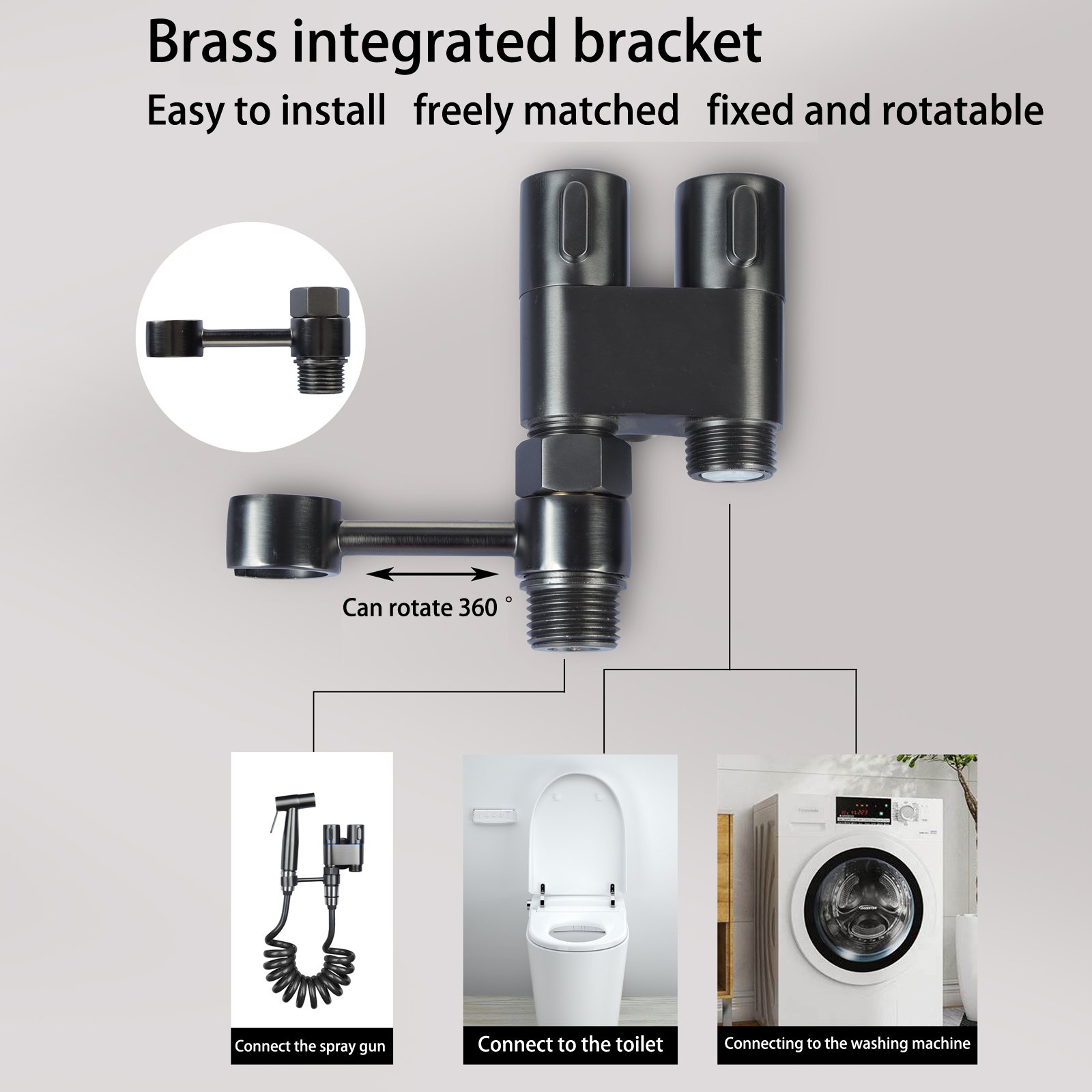 Toilet Companion Spray Gun Set One In Two Out Corner Valve Faucet Toilet Pray Gun Brass Triangle Valve Household Use