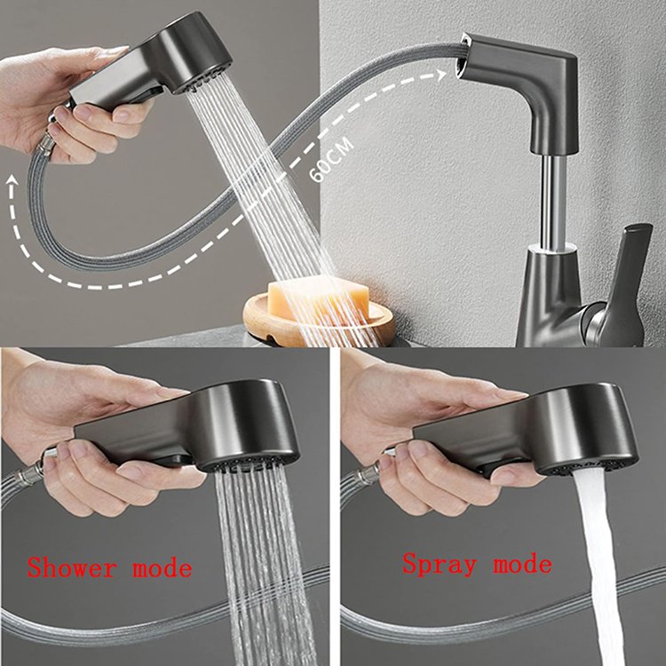 Pull Down America Style Kitchen Faucets Spray Head Hot & Cold Basin Mixer Bathroom Luxury Faucet