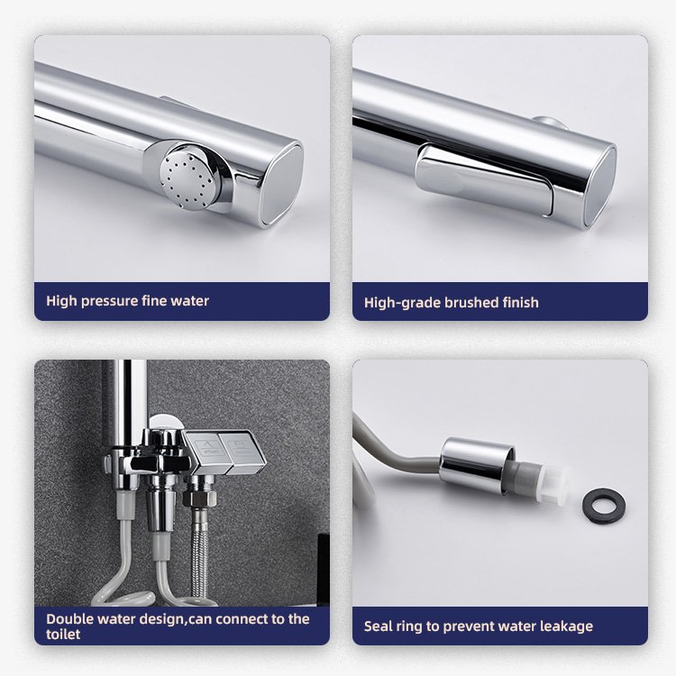 Kidolux Chrome Finish 3 Way Angle Valve Brass Toilet Sprayer Handheld Showerheads Shattaf Bidet Spray Sprayer Gun