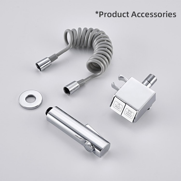 Kidolux Chrome Finish 3 Way Angle Valve Brass Toilet Sprayer Handheld Showerheads Shattaf Bidet Spray Sprayer Gun