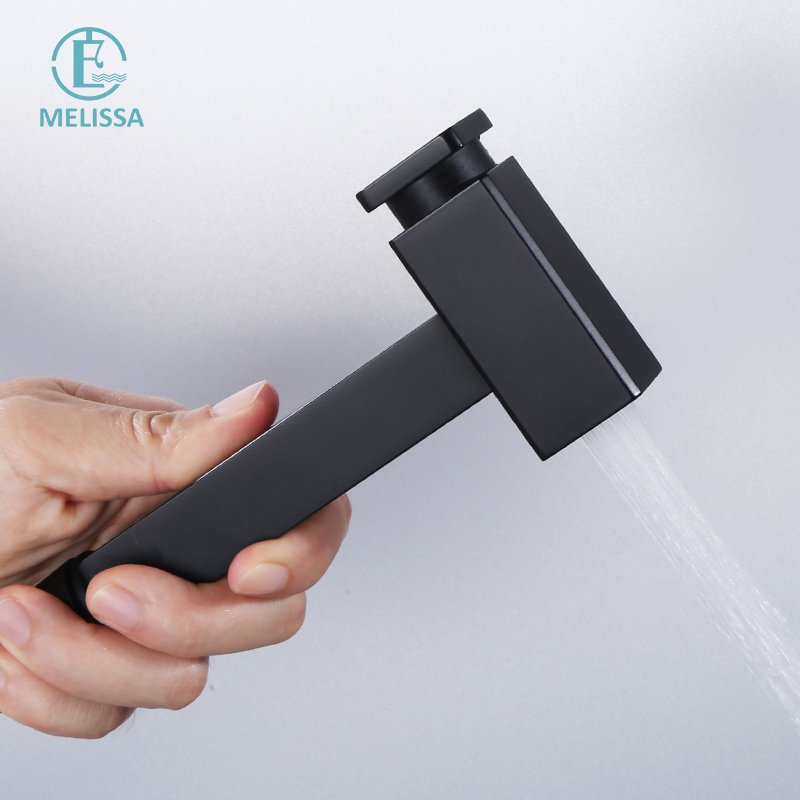 Melissa Modern Brass Bathroom black Push Button type toilet bidet spray shattaf set Handheld shower Angle Valve