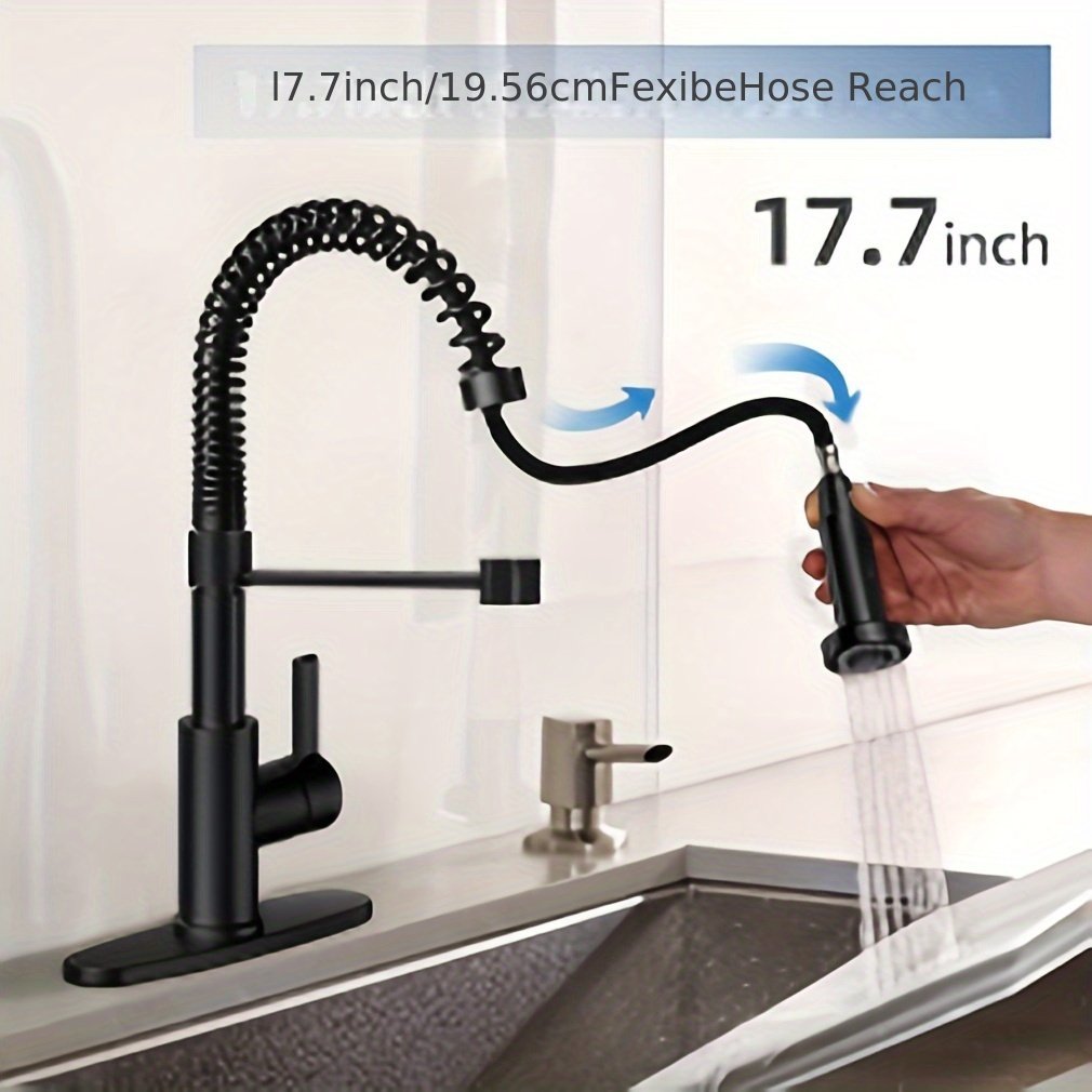 Modern Single Lever Kitchen Faucet Low Lead Brass Deck Mounted with Ceramic Valve Single Hole Pull Spray Tap Sink Installation