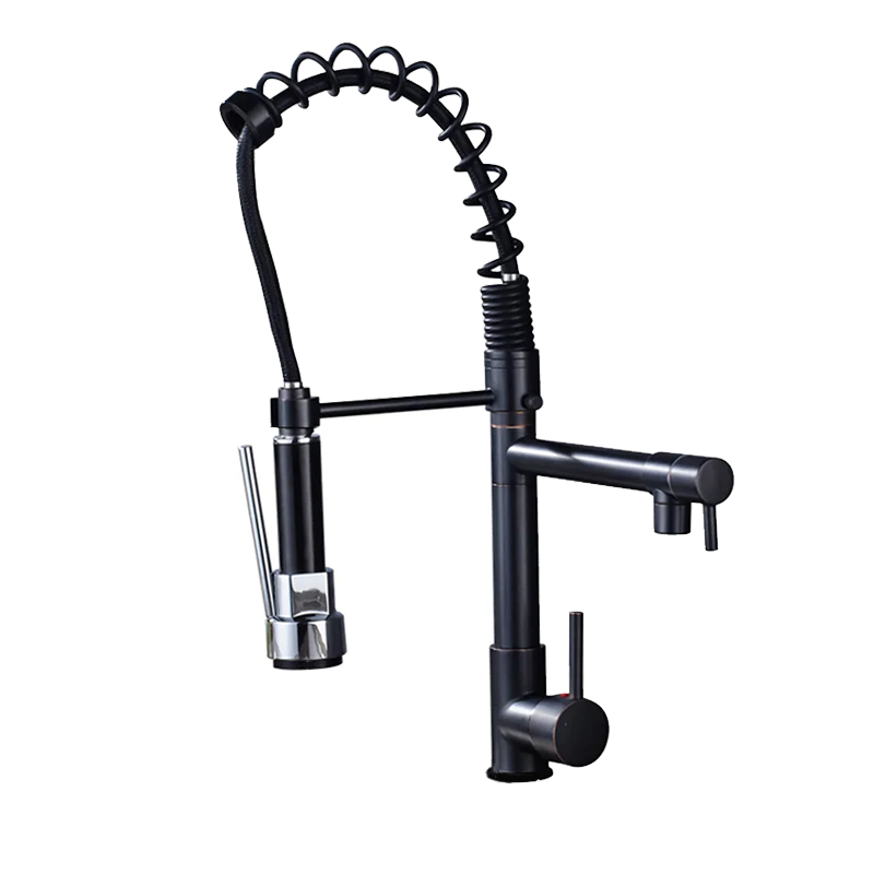 AG Plated Traditional Holes Contemporary Black Sink Zinc Classic Hot Cold Water Pull Down Brass spring Kitchen mixer Taps Faucet