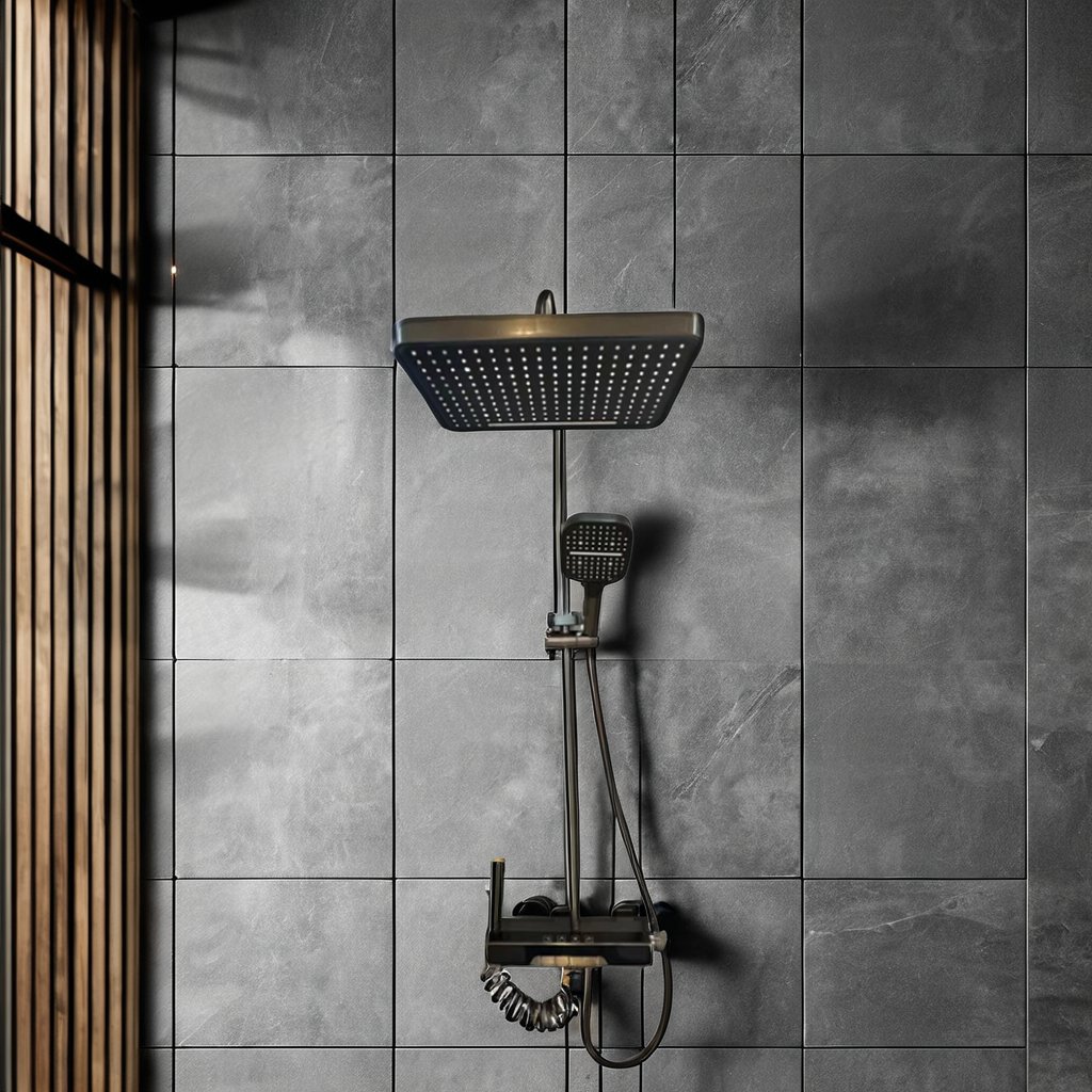Supercharged Classic Style Gun Gray Digital Display Shower Set Expansive Rain Spray Handshower Valve Polished Copper Bathtub Use