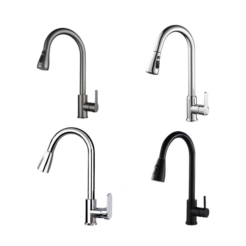 Modern Steel Single Handle 360 Degree Rotating Kitchen Sink Tap Desk Mounted Kitchen Faucets With Pull Down Sprayer