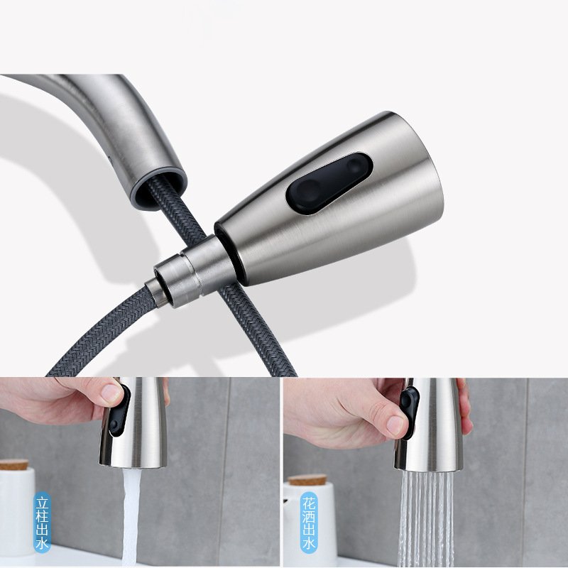 Modern Steel Single Handle 360 Degree Rotating Kitchen Sink Tap Desk Mounted Kitchen Faucets With Pull Down Sprayer