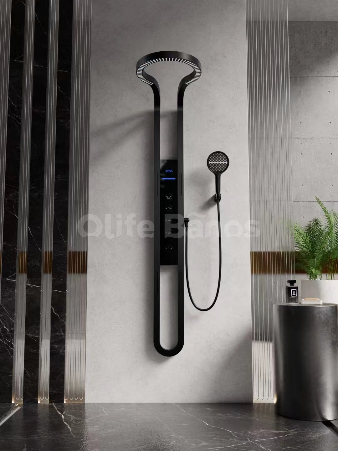 Olife Banos Black White Brass Copper Multifunction Rainfalll Smart Digital Display Spray Water Mist Massage Shower System Panel