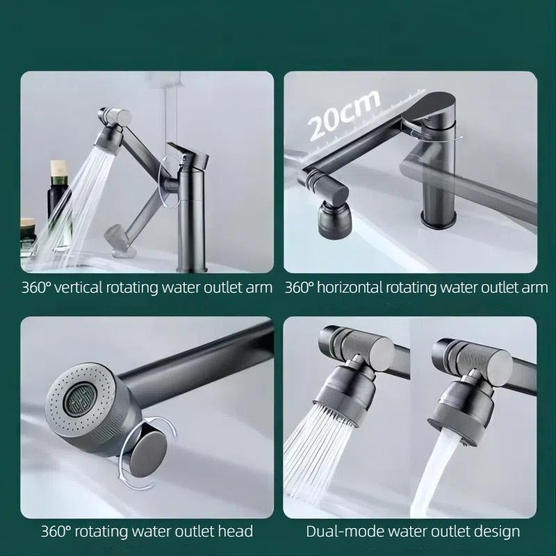 High-End Modern Multifunctional 360 Degree Hot and Cold Mixing Brass Basin Faucet Mixer