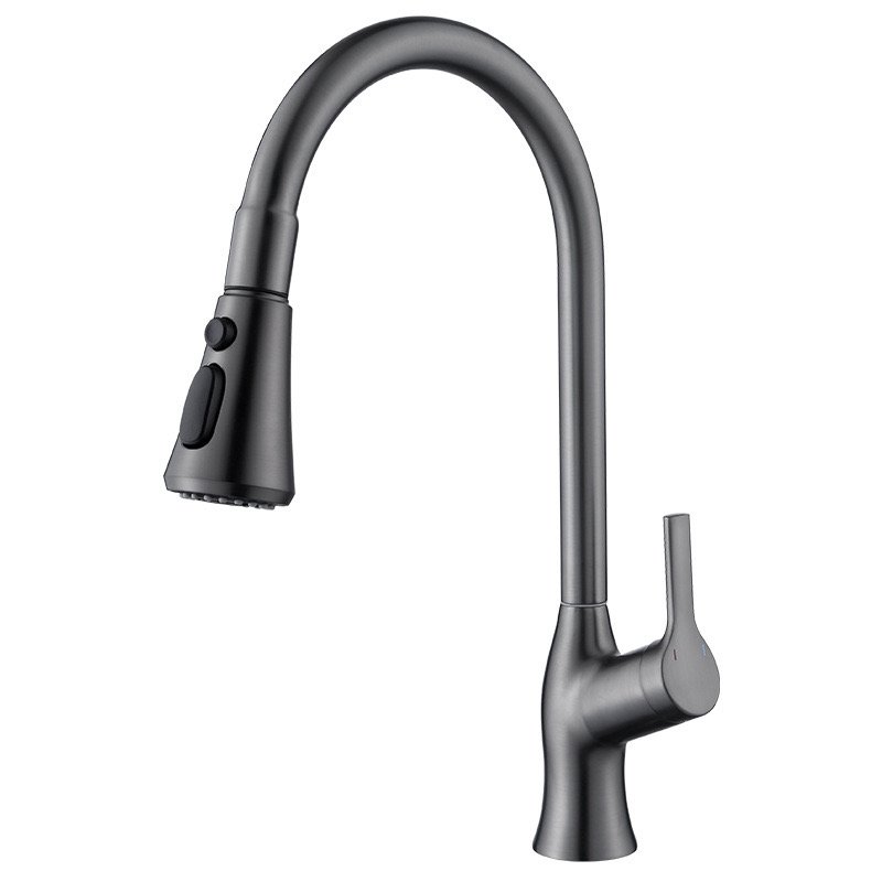 Modern Single-Hole Kitchen Faucet Hot Cold Brass Copper Pull-Out Dishwashing Basin Ceramic Valve Multifunctional Kitchen Use