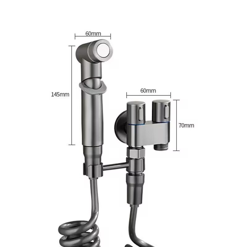 New Style 1/2 In Two Out Dual Control Washing Machine Faucet Stainless Steel Triangle Valve Spray Bidet For Bathroom