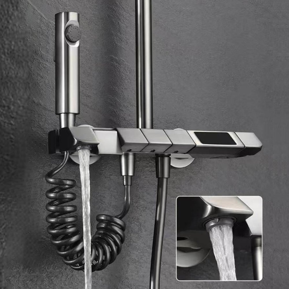 European handheld shower valve bathroom multi-functions shower kit intelligence shower head and faucet set