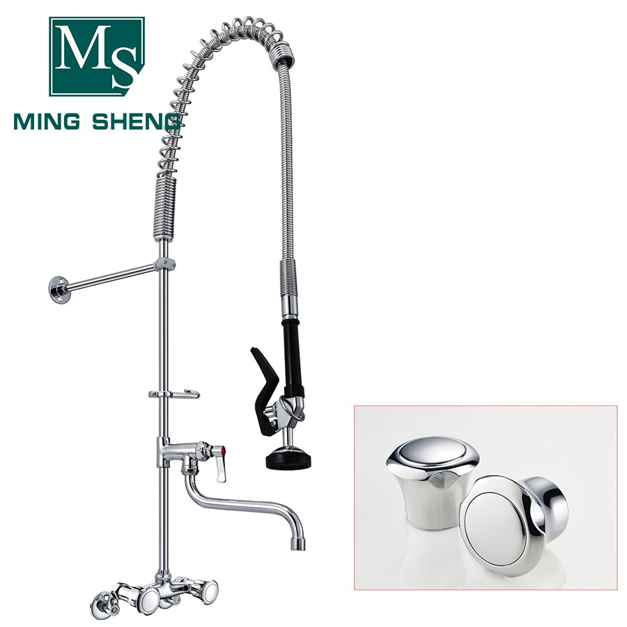 Popular Kitchen Washing Kit 4-8" Adjustable Center Wallmount Taps with Pre-rinse Spray Valve