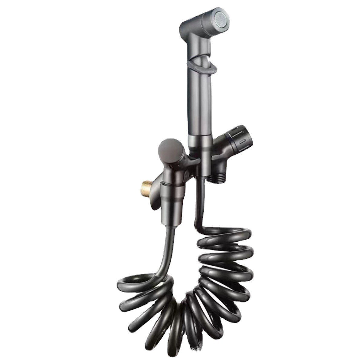 One in two out multifunctional triangular valve all copper high-pressure spray gun bathroom matching spray gun set