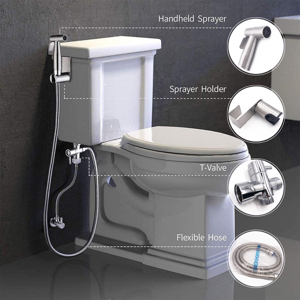 Toilet Bidet Shower Spray With Valve SUS304 Stainless steel hose Wall Mounted Handheld Bidet Shattaf Set Toilet Bidet