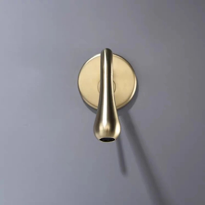 In Wall Mounted Concealed Basin Faucet Brass Valve Drop Shape Brushed Gold Grey Black Chrome Color Hot and Cold