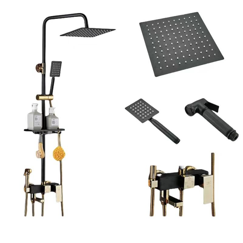 Hot Sale Thermostatic Rain Shower Set Wall Mounted Brass Waterfall Gun Bathroom Black Hot Cold Water Mixer Ceramic Valve Bathtub
