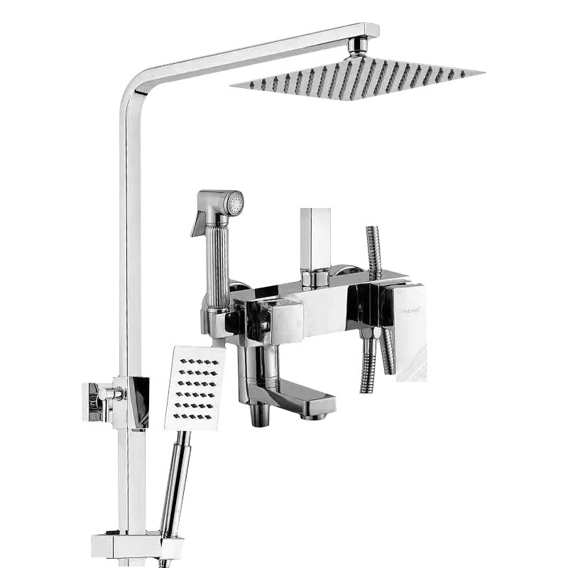 Hot Sale Thermostatic Rain Shower Set Wall Mounted Brass Waterfall Gun Bathroom Black Hot Cold Water Mixer Ceramic Valve Bathtub
