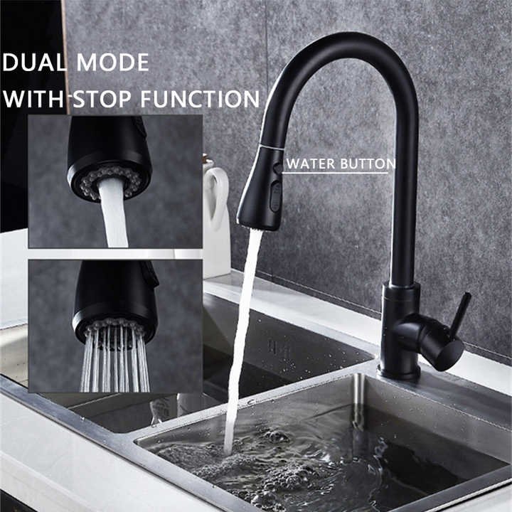 AG Pull Down Sprayer Black Faucets Stainless Steel Brass Kitchen Sink Zinc Kitchen Faucet