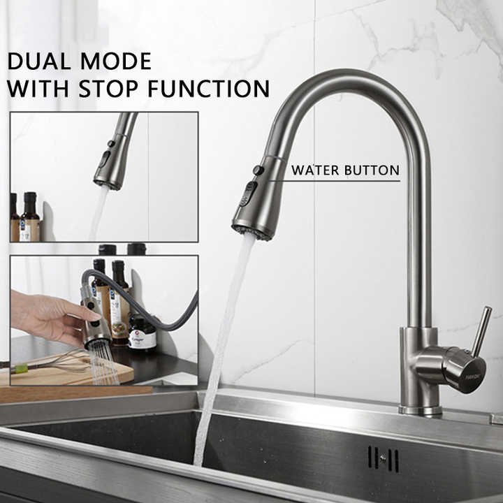 AG Pull Down Sprayer Black Faucets Stainless Steel Brass Kitchen Sink Zinc Kitchen Faucet