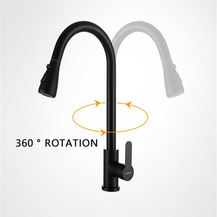 AG Pull Down Sprayer Black Faucets Stainless Steel Brass Kitchen Sink Zinc Kitchen Faucet