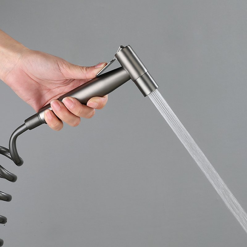 Handheld 304 Stainless Steel Bidet Toilet Sprayer Self-Cleaning Shower Gun Double Outlet Angle Valve Bathroom Accessory