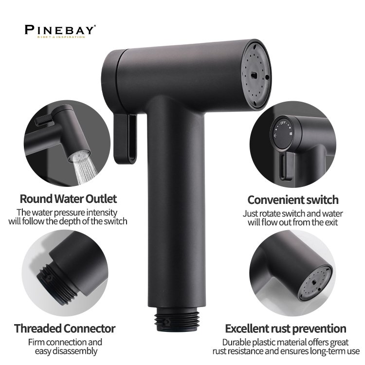 PINEBAY Toilet Shattaf Wall Mounted Personal Hygiene ABS Plastic Bidet Spray Handheld Sprayer Health Faucet Bidet Sprayer